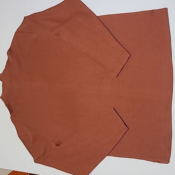 NWT JOSEPH ABBOUD Burnt Orange Ribbed Quarter Zip Pullover Shirt - Size XL - Picture 7 of 15